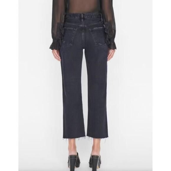 Frame Le Jane Cropped Straight Leg Jeans Inkwell Rips Size 28 **NWOT** - Picture 12 of 13